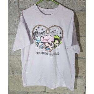 The Powerpuff Girls Rodeo Girls Cartoon Graphics T-Shirt Light Purple Size XL